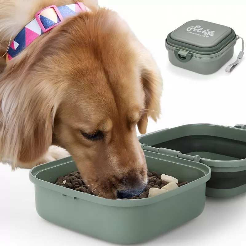 travel dog bowl, folding dog bowl, portable dog bowl, dog double bowl